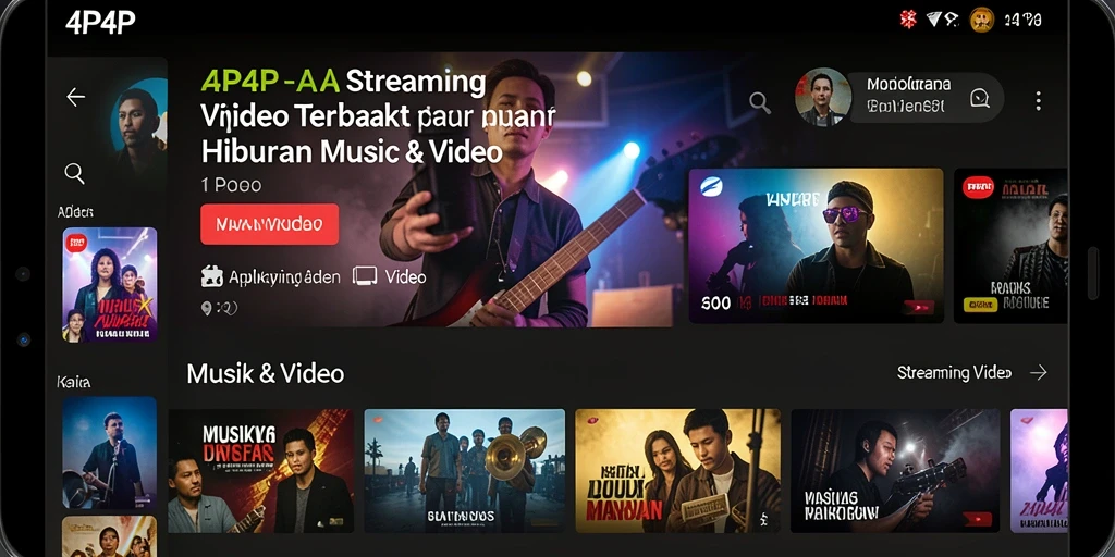 Antarmuka aplikasi 4P4P yang sederhana dan mudah dinavigasi untuk Streaming Video.