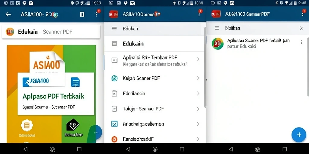 Screenshot aplikasi ASIA100 memperlihatkan antarmuka pemindaian yang bersih dan fungsional.