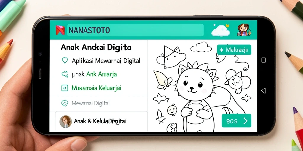 Tampilan antarmuka <strong>NANASTOTO</strong> yang cerah dan ramah anak dalam aktivitas mewarnai.