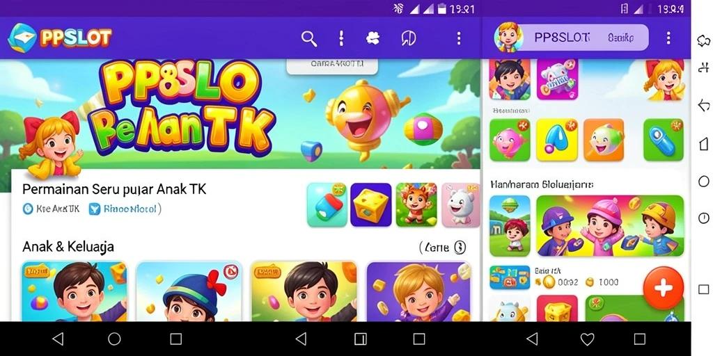Tampilan antarmuka permainan anak yang ceria dan interaktif.