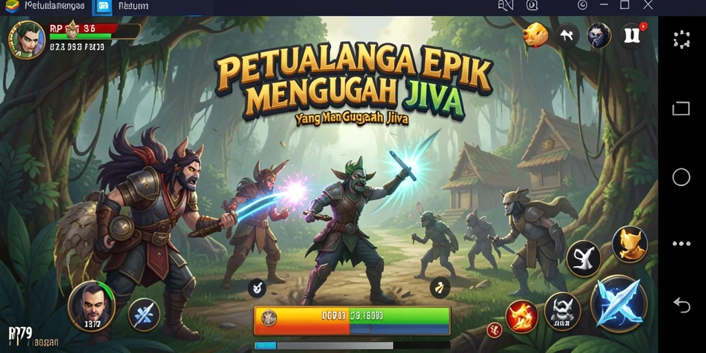 Screenshot utama RP79 menampilkan karakter dalam misi petualangan.