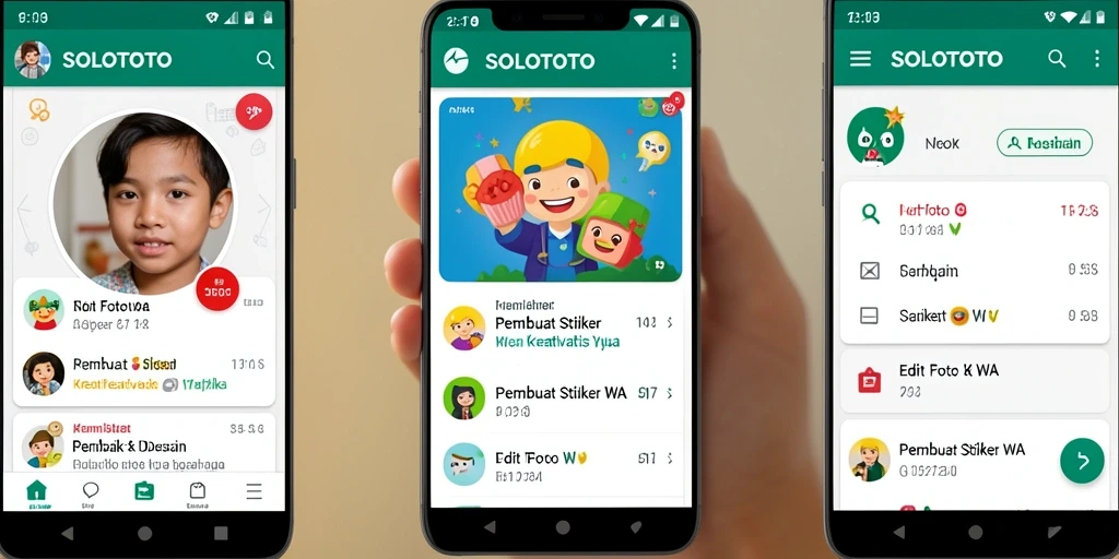 Antarmuka SOLOTOTO untuk membuat stiker WA yang kreatif dan unik.