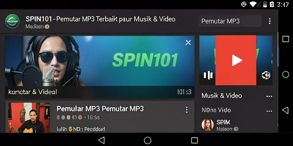 Antarmuka modern SPIN101 dengan berbagai fitur Pemutar MP3.
