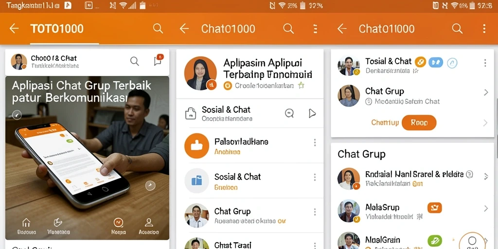 Antarmuka menarik TOTO1000 dengan fitur Chat Grup yang lengkap.
